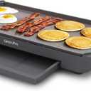 GreenPan Advanced 10.5x 20 Electric Griddle with Warming Drawer, Healthy Ceramic Nonstick PFAS-Free Coating, Temperature Control, Easy and Versatile Countertop Meals, Dishwasher Safe, Graphite