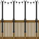 4-Pack Pack 5 Ft String Light Poles, String Light Poles for Outside with Fixing Clips,Metal Poles for Outdoor String Lights, Hanging Light Poles for Deck Fence Garden Backyard Wall Bistro