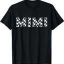 Checkered Race car Mimi White Black Checkerboard Women Flag T-Shirt, XL