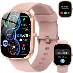 AI Smart Watch with ChatGPT,1.91"HD Screen Smartwatch for Women( Answer/Make Calls), Fitness Watch with Heart Rate/Sleep Monitor, IP68 Waterproof, Voice Assistant, Health Analysis for Android iOS Pink