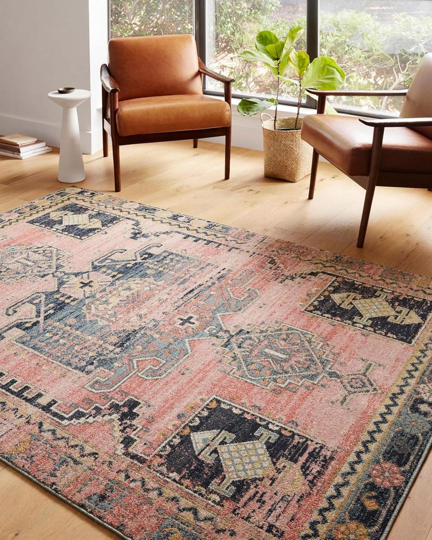 Loloi Jocelyn Collection JOC-06 Rose/Rose 2'-3" x 4'-0" .38" Thick Accent Rug