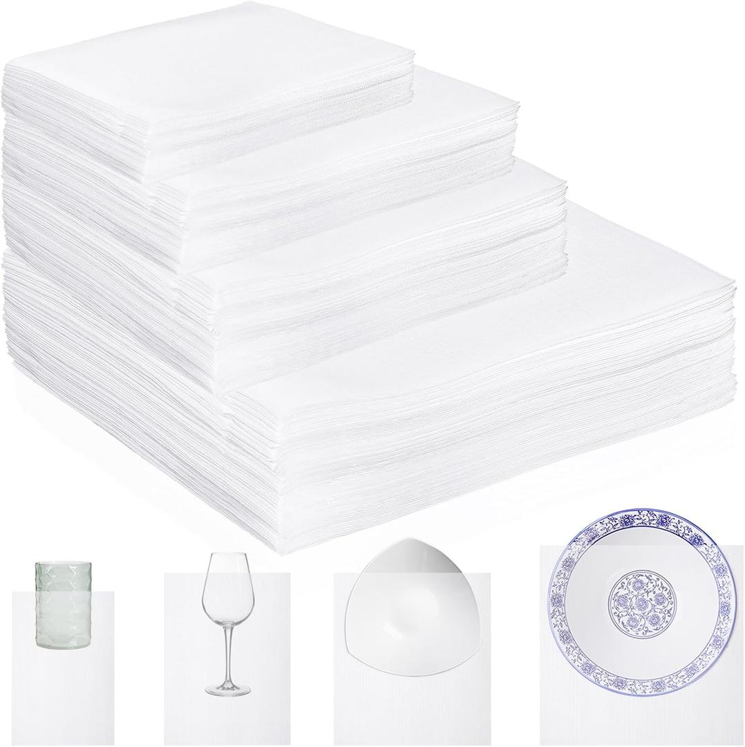 Zubebe 200 Pack Cushion Foam Pouches 4 Sizes Packing Foam Dish Packing Moving Supplies Pouches Cushioning with Fragile Labels(16 x 16 In,12 x 12 In, 12 x 8 In, 10 x 6 in)