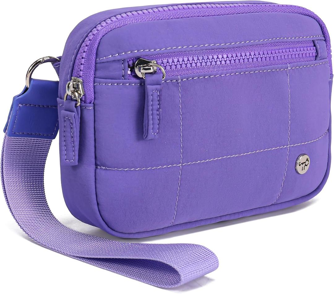 Haytijoe Small Wristlet Wallets for Women Valentines Day Gifts RFID Blocking Travel Wallet Quilted Nylon Phone Purse