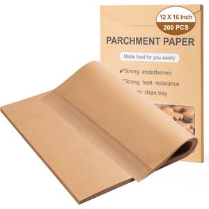 200Pcs Parchment Paper,12x16 Inches Non-Stick Precut Parchment Paper Sheets,Unbleached,Parchment For Baking Sheets,Fryer, Cooking,Oven,Perfect for Bread, Cakes, Barbecue