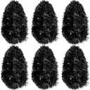 Shappy 90 ft 6 Rolls Black Tinsel Garland for Halloween Christmas Decor Glitter Metallic Twist Garland for Wedding Birthday Party Indoor Outdoor Hanging Home Decor
