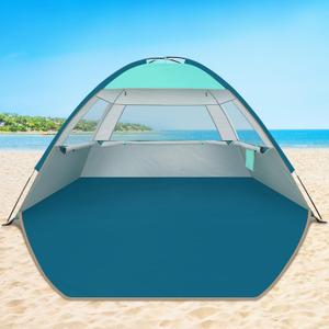 COMMOUDS Beach Tent Sun Shade for 3/4-5/6-7/8-10 Person, UPF 50+ Beach Sun Shelter Canopy Tent, Lightweight, Easy Set Up and Carry (Turquoise)