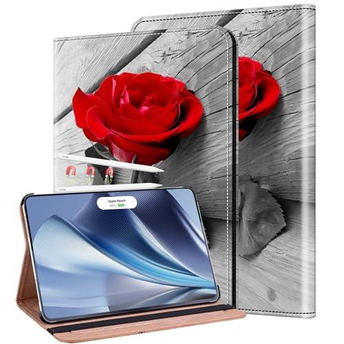 KEFBWAO Case for iPad Air 11-inch M4 (2026)/M3 (2025)/M2 (2024), iPad Air 5th (2022)/4th Generation (2020) 10.9 Inch, Auto Wake/Sleep Supports Pencil Pro and Pencil(USB-C), Red Rose