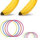 10 Pcs Bachelorette Party Game Banana Ring Toss Game Kit, Include 2 Pieces Banana with 8 Pieces Plastic Toss Rings for Swimming Pool Decorations