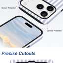 Jusy Stripes Phone Case Compatible with iPhone 17 Pro Max, with Finger Hand Strap Kickstand Shockproof Soft TPU Protective Cover for Women Girls, Blue and White