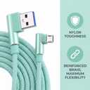 Right Angle Micro USB Cable, 3Ft 90 Degree Data Cable Charger Cord, 2.4 A, Nylon Braided USB Cable Male Data Sync and Charge Cable for Android Phone (Green)