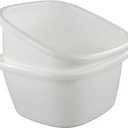 Ggbin 18 Quart Plastic Dish Pans, 13.58" x 13.58" x 7", 2 Packs Square Wash Basin Tub, White