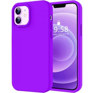 LOVE 3000 Designed for iPhone 12 Case/iPhone 12 Pro Case, Premium Silicone with [Soft Anti-Scratch Microfiber Lining] Shockproof Protective Phone Case for Men Women Girls 6.1", Neon Purple