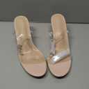 Cape Robbin Wisdom Clear Chunky Block Low Heels for Women, Transparent Strappy Open Toe Shoes Heels for Women - Nude Size 11