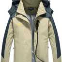 Women's Waterproof Rain Jacket Windproof Hooded Windbreaker Lightweight Raincoat, L