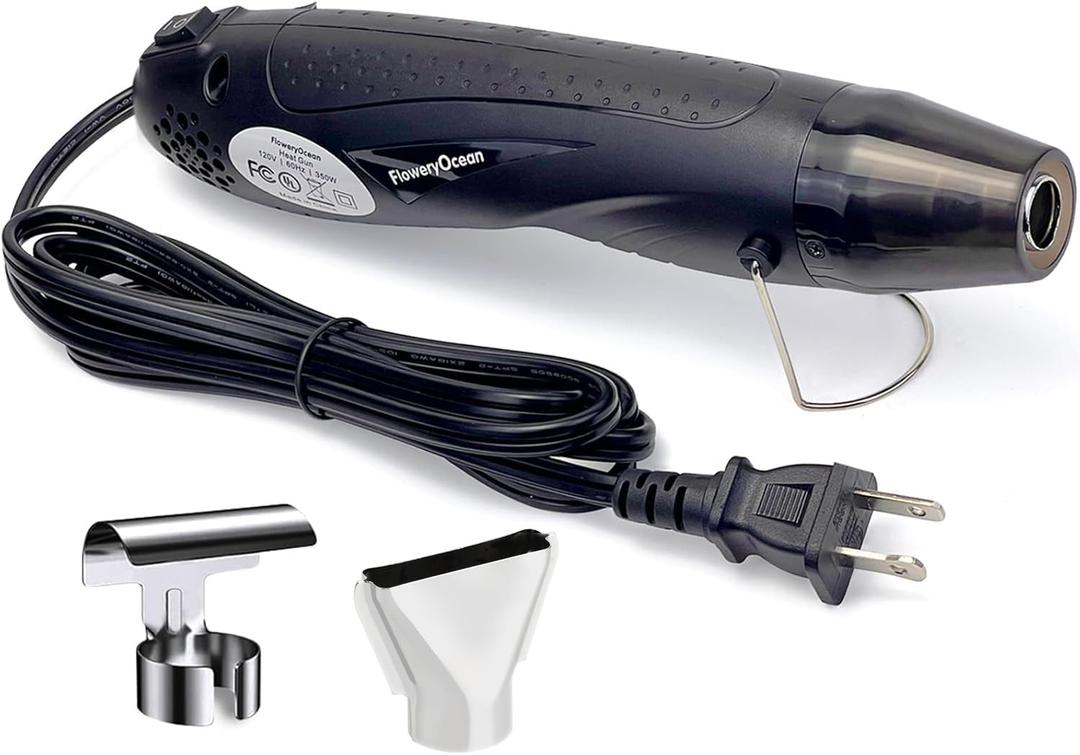 Mini Heat Gun + Reflector Nozzles Kit 350W Fast Heat Hot Air Gun Overload Protection 2 Temp Setting 392°F-662°F & 6.6Ft Long Cable for Craft Shrink WrappingTubing Stripping Paint