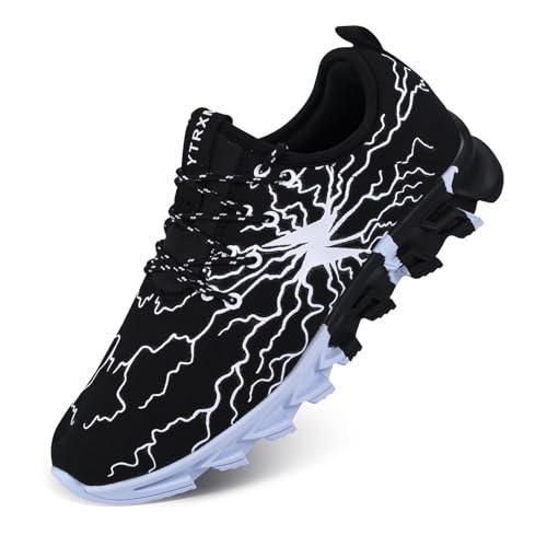 YTRXM Big Kid Shoes Lightweight Athletic Sneakers Size 4 Slip on Sports Running Walking Gym Shoes for Boys Girls Black White, 1 Pair 37