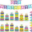 Fuyoooo 127 Pcs Birthday Graph Bulletin Board Set Colorful Happy Birthday Bulletin Board Decorations Classroom Chart Calendar Cutout (Colorful)