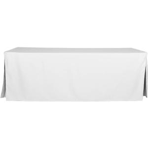 Tablevogue Machine Washable Polyester Solid Fitted Stain Resistant Table Cover Rectangular 96-inch Tablecloths for Events Wedding Special Occasions Table Cloth 8-Foot, White