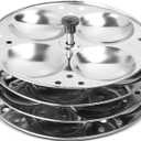 KSJONE Stainless Steel Idli Stand | 4-Plates Idli | Idli Preparation | Supreme Quality Food Grade Idli Stand | Makes 16 Idlis (Round Shape)