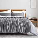 EVERGRACEHOME Tencel Lyocell Cooling Duvet Cover Set Queen Size 3 Piece, 100% Natural Eucalyptus Lyocell Fiber from Austria, Luxury Silky Soft Comforter Cover with 2 Shams, Charcoal Gray, 92"x88"