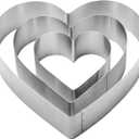 3PCS Heart Cookie Cutter Set, 4" 6" 8" Stainless Steel Sandwiches Cutter DIY Heart Cake Cutter Cake Molds Ring Set Mousse Mold Biscuit Cutter Valentines Cookie Cutters Pastry Cutters