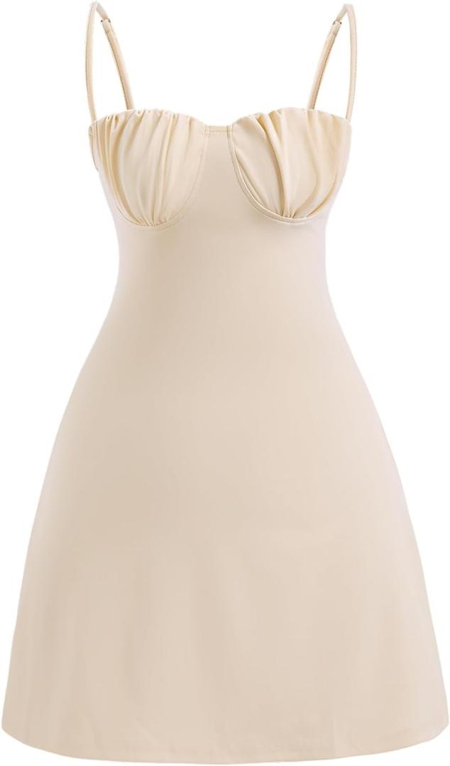 Women's Summer Tie Backless Mini Dress Cute Ruched Sweetheart Neckline Party Club Dresses Medium