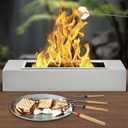 Zhenx 18" L Rectangle Tabletop Fire Pit with 4 Roasting Sticks, Indoor Outdoor Concrete Table Top Fireplace, 18 Inch Rectangular Desktop Stove, Large Size Clean Burning Fire Pit for Outside-Grey