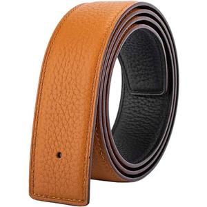 Vatee's Reversible Genuine Leather Belts For Men/Women Replacement Belt Strap Without Buckle 1.25"/1.34"/1.5" Wide (199: Black / Earth Yellow)