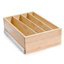 Mulush Pull Out Cabinet Organizer with Divider, 15''W×21''D×7''H Soft Close Wood Drawer for Kitchen Pantry, Finished, Heavy-Duty, Bottom Assembly (Wood Drawer Part Width is 14'')
