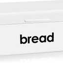 E-far Vintage Bread Box for Kitchen Countertop, White Metal Bread Storage Container Retro Bread Bin for Pastries/Loaves/Dry Food, Large Capacity & Modern Design (16.7 x 9 x 6.4)