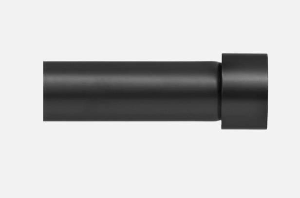 Ivilon Drapery Window Curtain Rod - End Cap Style Design 1 Inch Pole. 28 to 48 Inch Color Black
