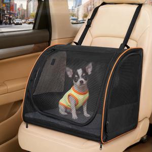 Dog Car Seat, Enclosed Carrier for Pets Travel Safety Dog Crate Soft-Sided Covered Car Kennel Carrier for Backseat for Medium Dogs (S)