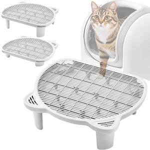 Litter Catching Step for Cat Litter Box, Litter Trap Stool for Automatic Litter Box Self Cleaning, Litter Collection Stairs for Litter Robot, Litter Catcher Ramp for Old Geriatric Senior Cat or Kitten (White)