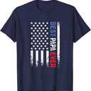 Father's Day Best Papa Ever with US American Flag T-Shirt, Size L
