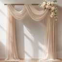 30" x 20Ft Wedding Arch Draping Fabric, 1 Panel Dark Champagne Sheer Curtain Drapes Extra Wide & Long Backdrop Curtains for Wedding Arch Ceremony Birthday Party Decorations