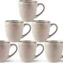 GBHOME Ceramic Coffee Mugs Set of 6, 12oz Stoneware Coffee Mugs Set For Dad Mom Women MEN, Light Weight Coffee Cups for Latte/Tea/Beer/Hot Cocoa, Dishwasher & Microwave Safe,Cappuccino