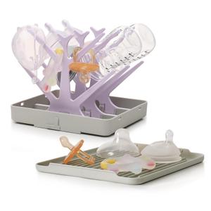 haakaa Portable Baby Bottle Drying Rack with Tray, Space Saving Bottle Drying Tree for Bottles/Pump Parts/Pacifiers,Easy-Store Dryer Rack Great for Home & Travel, BPA Free (Lavender)