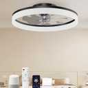 Smart Ceiling Fans with Light and Remote,20'' Low Profile Ceiling Fan with 6-Speed & Dimmable LED, Alexa/APP Home Voice Control, App, Reversible Airflow, App Timer, for BeedroomBlack