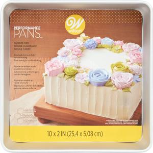 Wilton Aluminum 10x2 Inch Square Cake Pan, Made With Natural Anodized Aluminum, Made Without PFAS, Aluminum Pan Bakeware Optimal For Even Heating