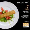 FOCUSLINE 100 Count White Plastic Dessert Plates 7 Inch, Disposable Heavy Duty Plastic Plates for Weddings, Parties and Events