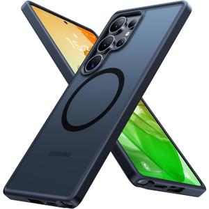 TORRAS Magnetic Shockproof for Samsung Galaxy S25 Ultra Case, Fit for MagSafe, 4X Military Grade Protection, Translucent Slim Case for Samsung S25 Ultra Case Anti-Fingerprint Anti-Scratch, Black (S25 Ultra 6.8")