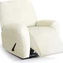 Recliner Chair Covers 4 Piece Stretch Couch Covers Recliner Slipcovers Couch Furniture Protector with Stripe Jacquard Sofa Cover Washable for Pets (Beige) (1 Seater, Begin)