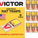Victor M205-9 Wide Plastic Pedal Sustainably Sourced FSC Wood Humane Snap Rat Traps - 9 Wooden Traps