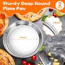 Nuogo 2 Pcs 16 Inch Large Deep Pizza Pans Stainless Steel Pizza Tray Round Oven Tray Rust Proof Reusable Bakeware Cooking Pan Dishwasher Safe for Baking, Serving, and Displaying Cookie Pie