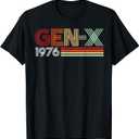 Gen X 1976 Retro Generation Xer Vintage Text Style T-Shirt, Large