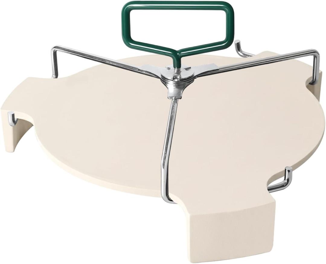 Large Ceramic Plate Setter Heat Deflector with All-Round Lifter Set Compatible with Large Big Green Egg,and Other Similar Sized Kamado Grill,18 In Ceramic Egg Grill
