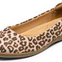DREAM PAIRS Womens Comfortable Ballet Dressy Work Flats, Round Toe Slip on Office Shoes (11, Leopard)