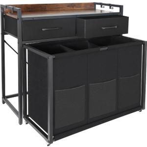 Rolling Laundry Sorter with wheels, Laundry Hamper 3 Section with shelf - 3 10.5 Gal (120L) Capacity, Laundry Basket with Drawers for Clothes-1 Storage Shelf, Laundry Organizer for Laundry Room, Large