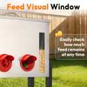Chicken Feeder Metal 40lb,Automatic Chicken Feeder with Viewing Window,No Waste Height Adjustable Large Capacity Poultry Equipment,Rat Proof,Rodent Proof,Weatherproof Silo,Outdoor Chicken coop