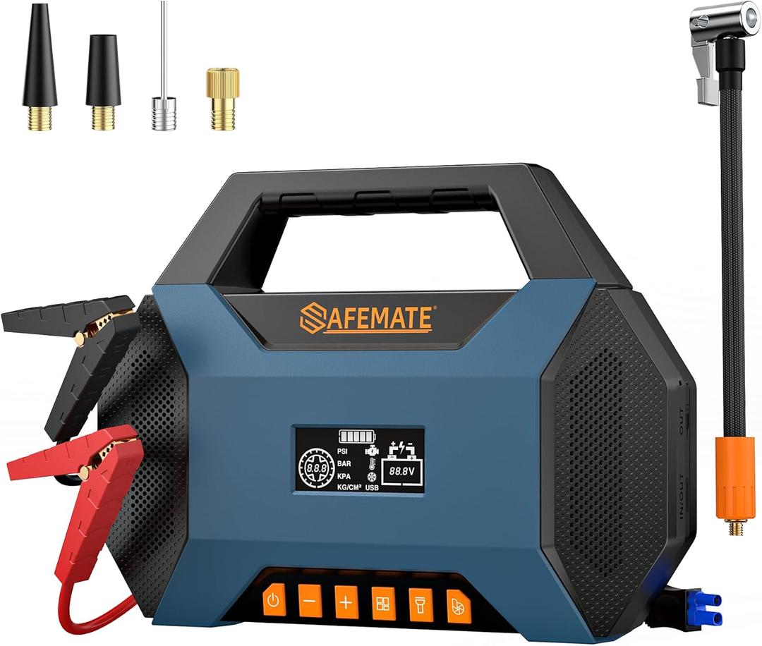 2500A Car Jump Starter with Air Compressor - 120PSI Tire Inflator, 40W Fast Charging, 48.84Wh Portable Power Bank, Voltage Tester for 8L Gas/6L Diesel Engines 2500A Car Jump Starter with Air Compressor - 120PSI Tire Inflator, 40W Fast Charging, 48.84Wh Portable Power Bank, Voltage Tester for 8L Gas/6L Diesel Engines